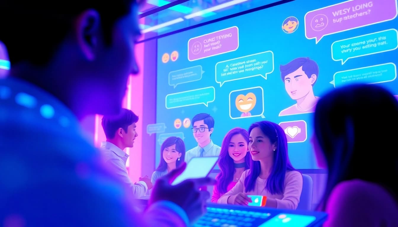 Engaging chat display featuring CrushonAI's vibrant characters and interactive interface.