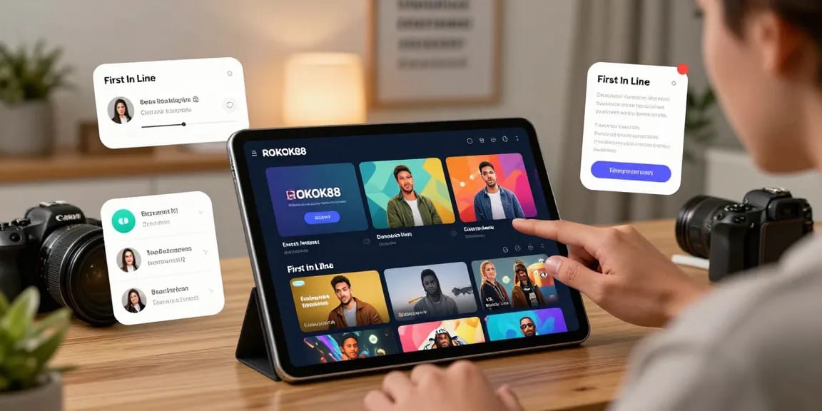 Engaged user accessing the ROKOK88 login interface, exploring dynamic episodes and interactive elements in a modern digital workspace.