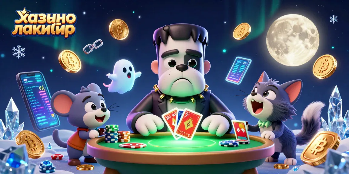 Engage with the thrilling world of казино лакибир through a vibrant 3D casino illustration featuring unique characters and crypto elements.