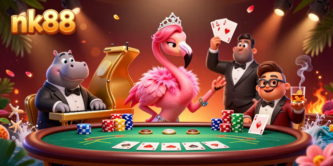 Play exciting games at nk88 with vibrant casino atmosphere and engaging characters in a lively scene.
