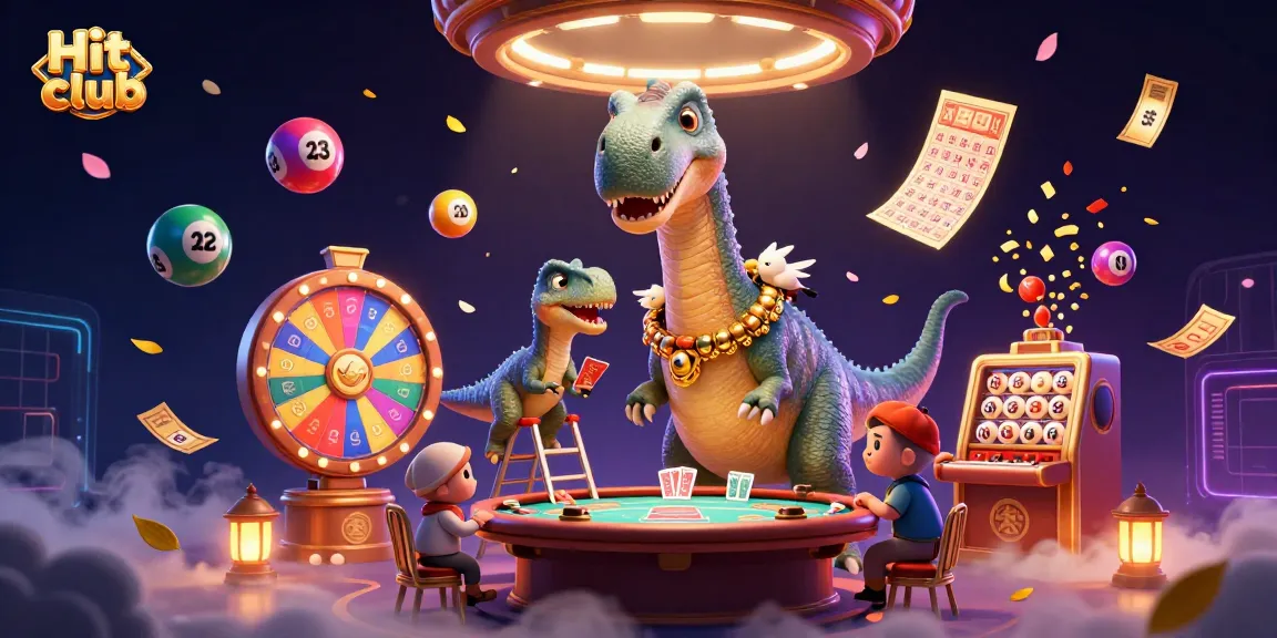 Hit club delights players with a lively casino scene featuring a brontosaurus and raptor dealing cards.