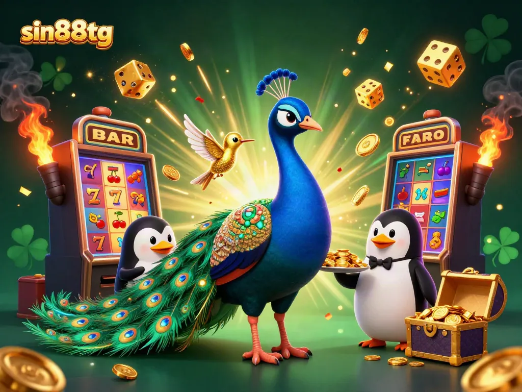 Experience the thrill of sin88tg with a vibrant 3D casino scene featuring dynamic characters and game elements.