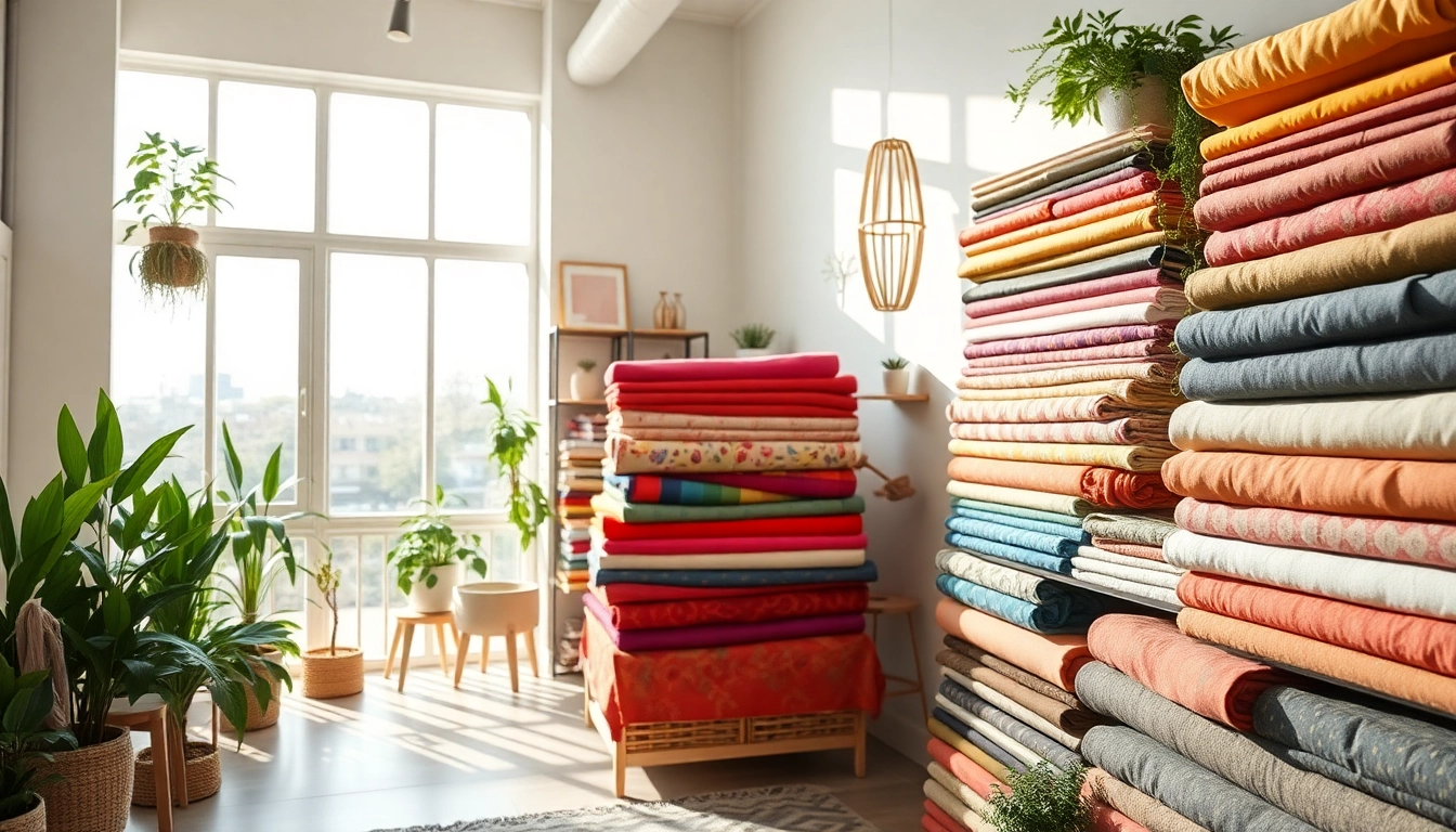 Bekijk stof kopen per meter met prachtig georganiseerde stoffen in een moderne woonkamer.