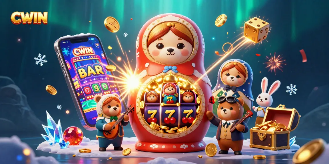 CWIN players engage with festive gaming in a vibrant, dynamic casino-themed 3D scene.