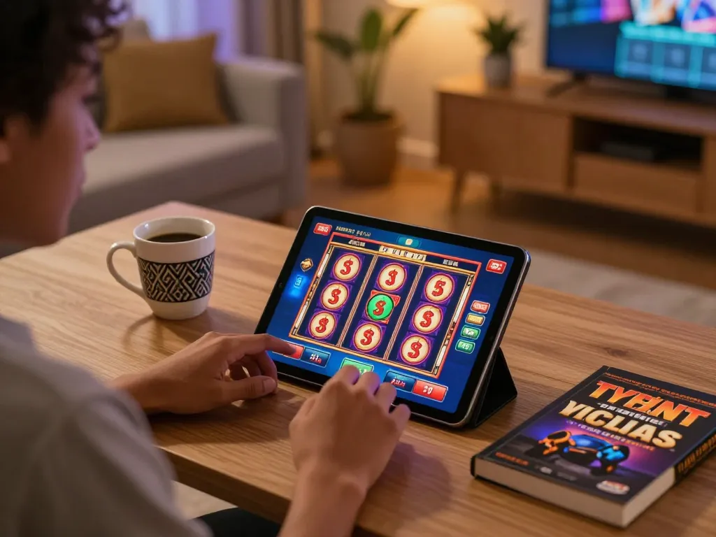Engaging home gaming with DA88 slots displayed on a tablet, inviting atmosphere.