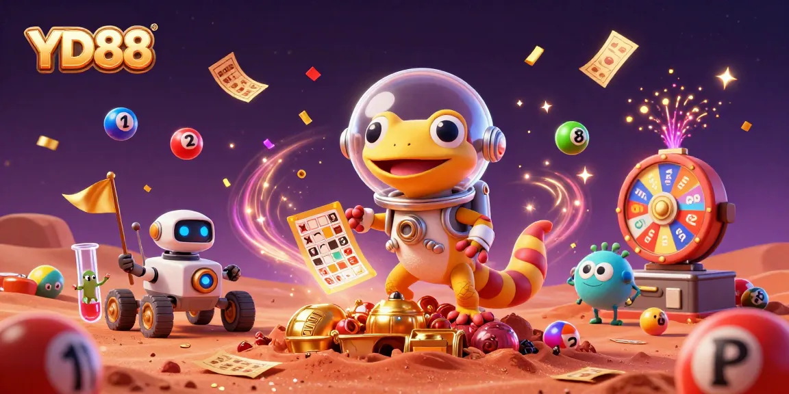 Spin colorful games with the YD88 casino mascot in a vibrant 3D cartoon illustration.