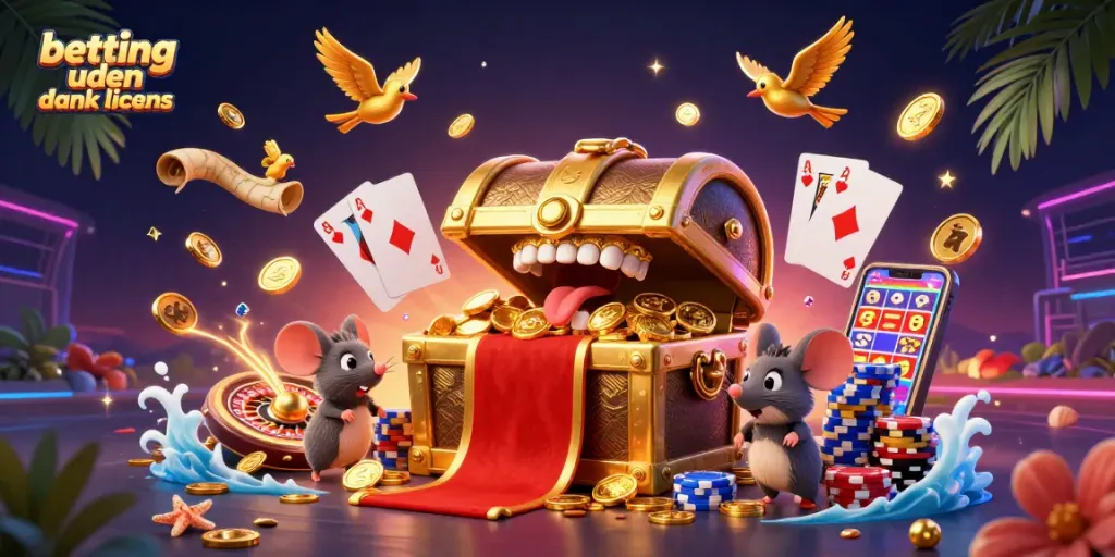 Engage in betting uden dansk licens with a vibrant 3D scene showcasing adventurers and treasures.