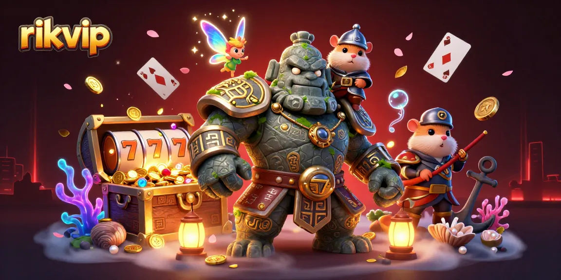 Experience engaging gameplay at rikvip surrounded by golden treasures and vibrant casino elements.