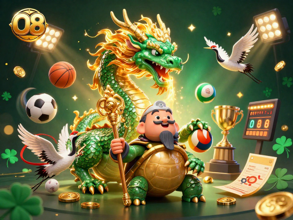 O8 showcases a vibrant, energetic sports betting scene with intricate 3D characters and elements.