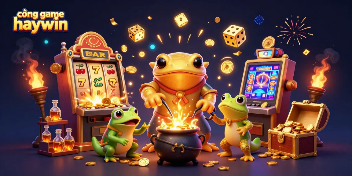 Play at cổng game haywin with a stunning scene of animated characters and casino elements