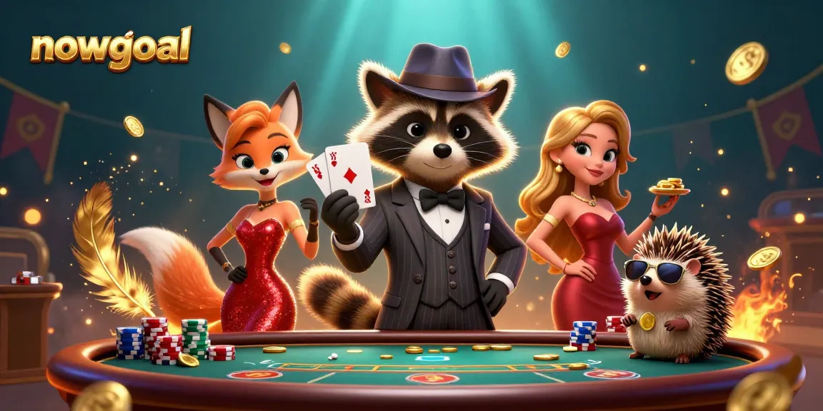 Experience thrilling gambling with nowgoal's poker showdown, showcasing vibrant characters and dynamic scenes.