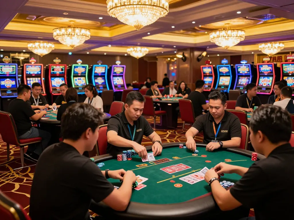 Players enjoying exciting card games at VIP79 casino during Tết Bính Ngọ 2026 celebration, vibrant gaming atmosphere.