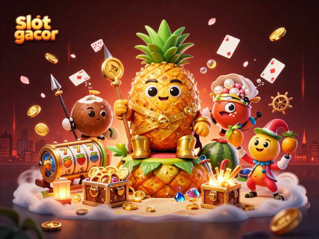 Engage with the vibrant slot gacor action featuring the golden pineapple king and dynamic gaming elements.