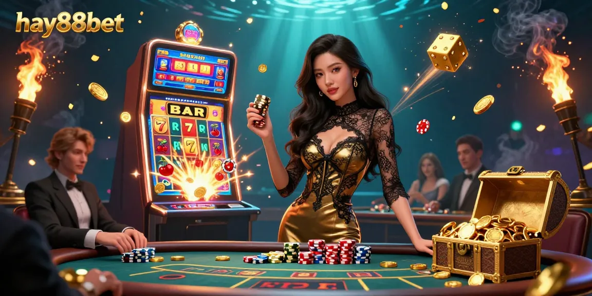 Experience high stakes at hay88bet with golden chips and dynamic casino elements. Join the excitement!