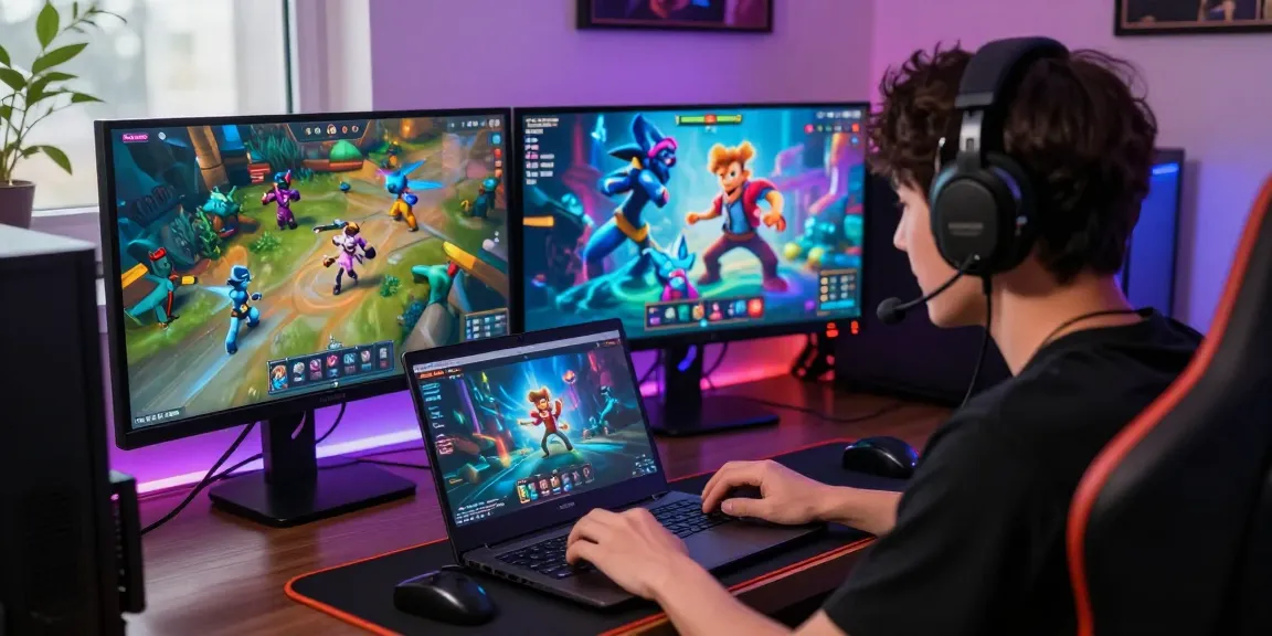 Engaging online gaming setup illustration for rokok88 login with vibrant interface and user excitement.