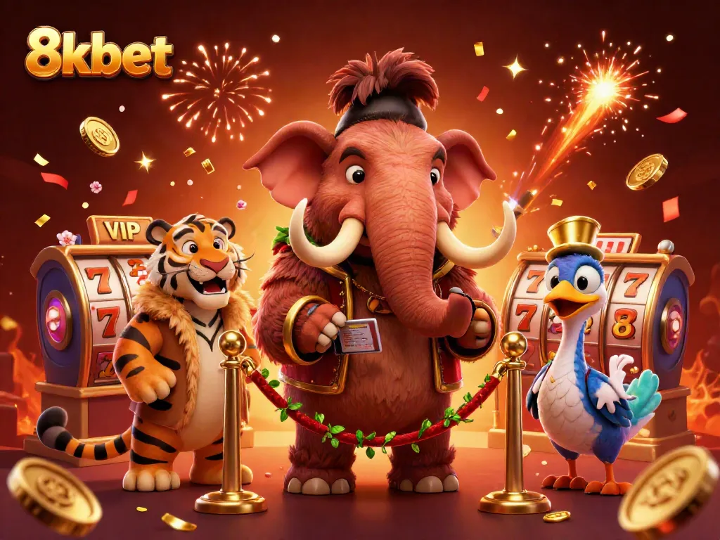 Experience thrilling gameplay at 8xbet with engaging characters and celebratory casino elements.