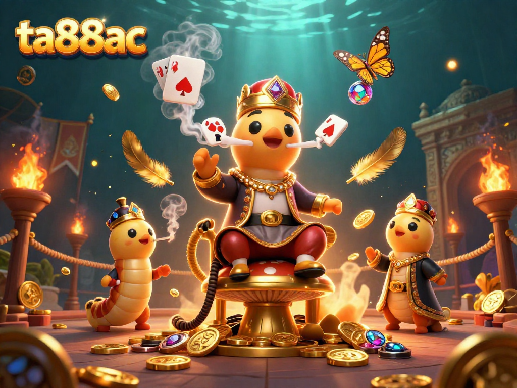 Experience vibrant gameplay at ta88ac with a captivating 3D casino scene featuring poker symbols.