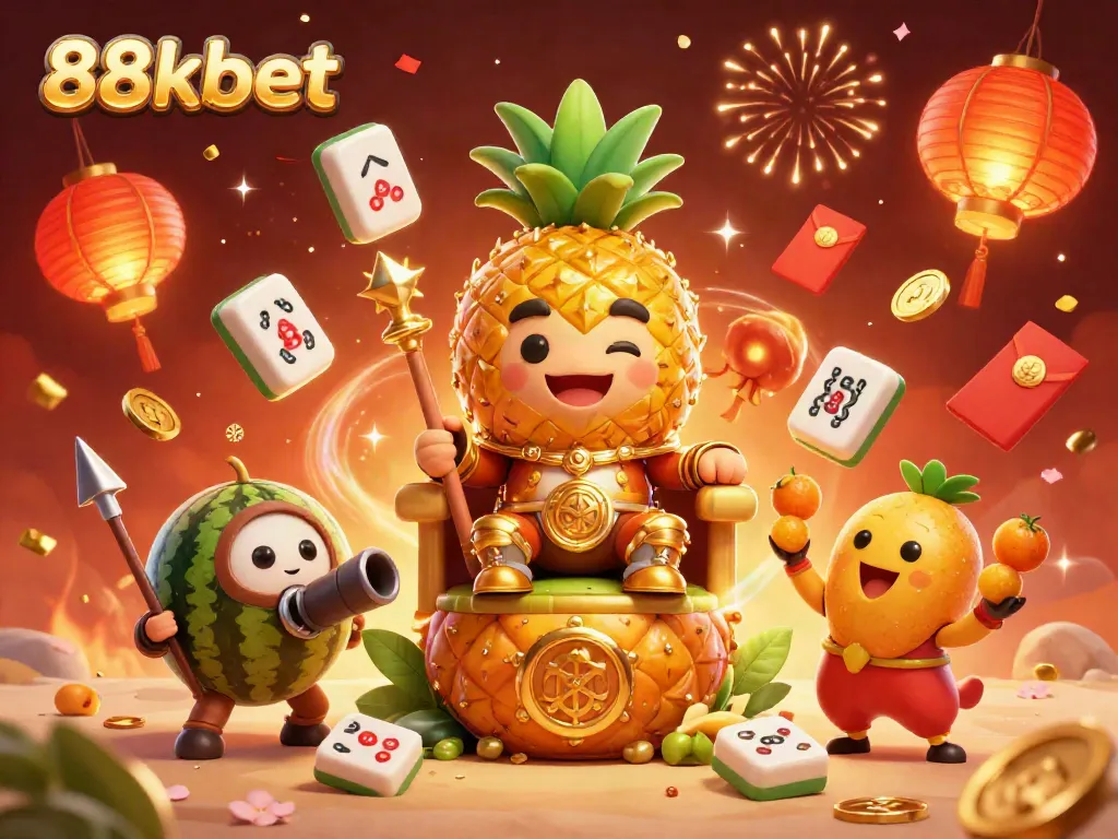 Experience the lively casino atmosphere at 88kbet with vibrant characters and festive elements.