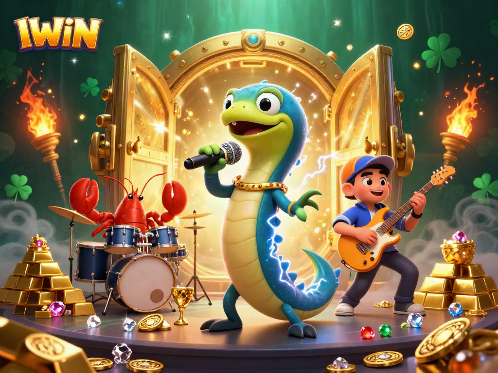 IWIN games come alive in this underwater casino scene featuring vibrant characters and treasures.