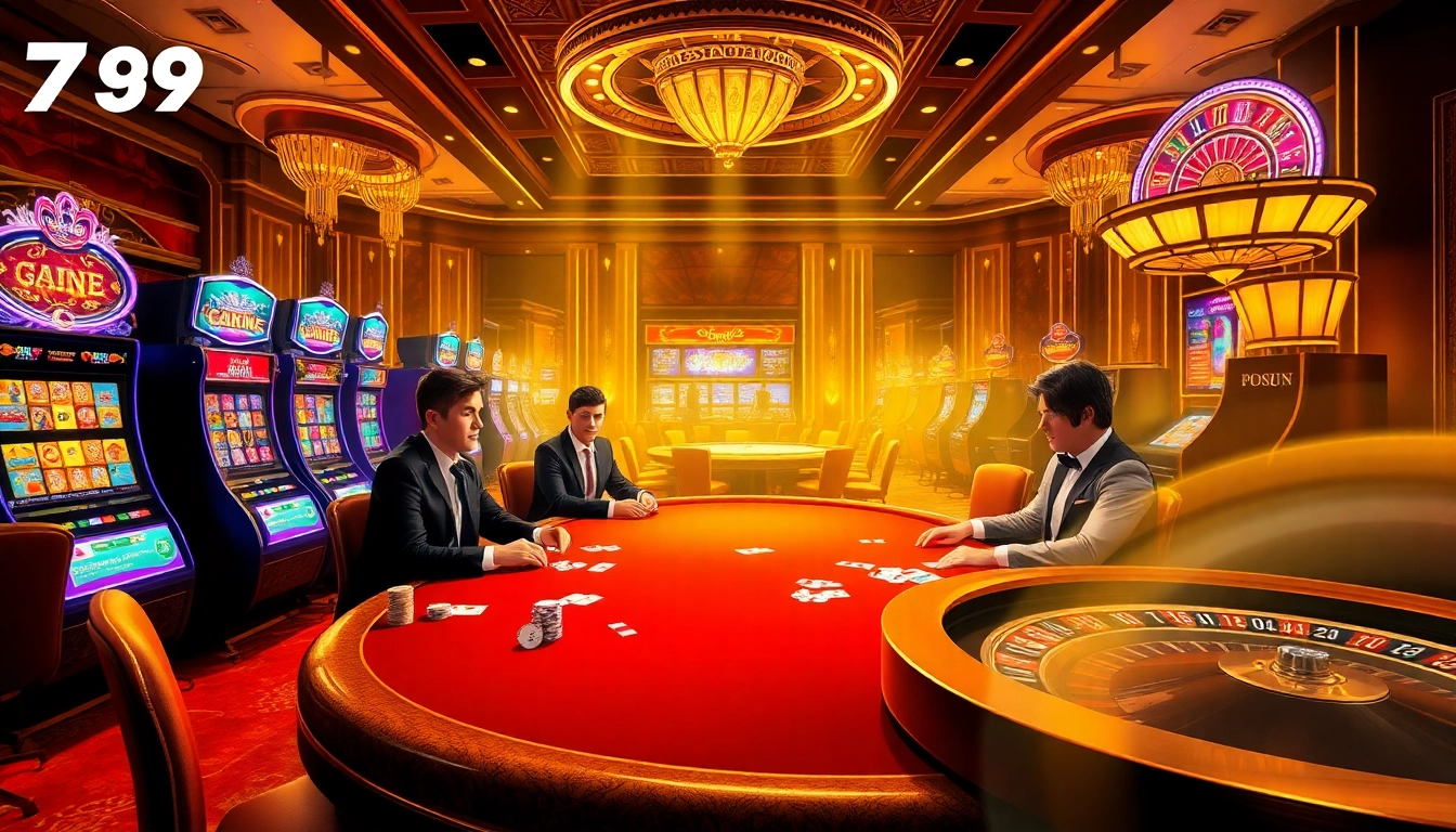 Experience high-stakes gaming at 789win's luxurious poker tables filled with chips and excitement.
