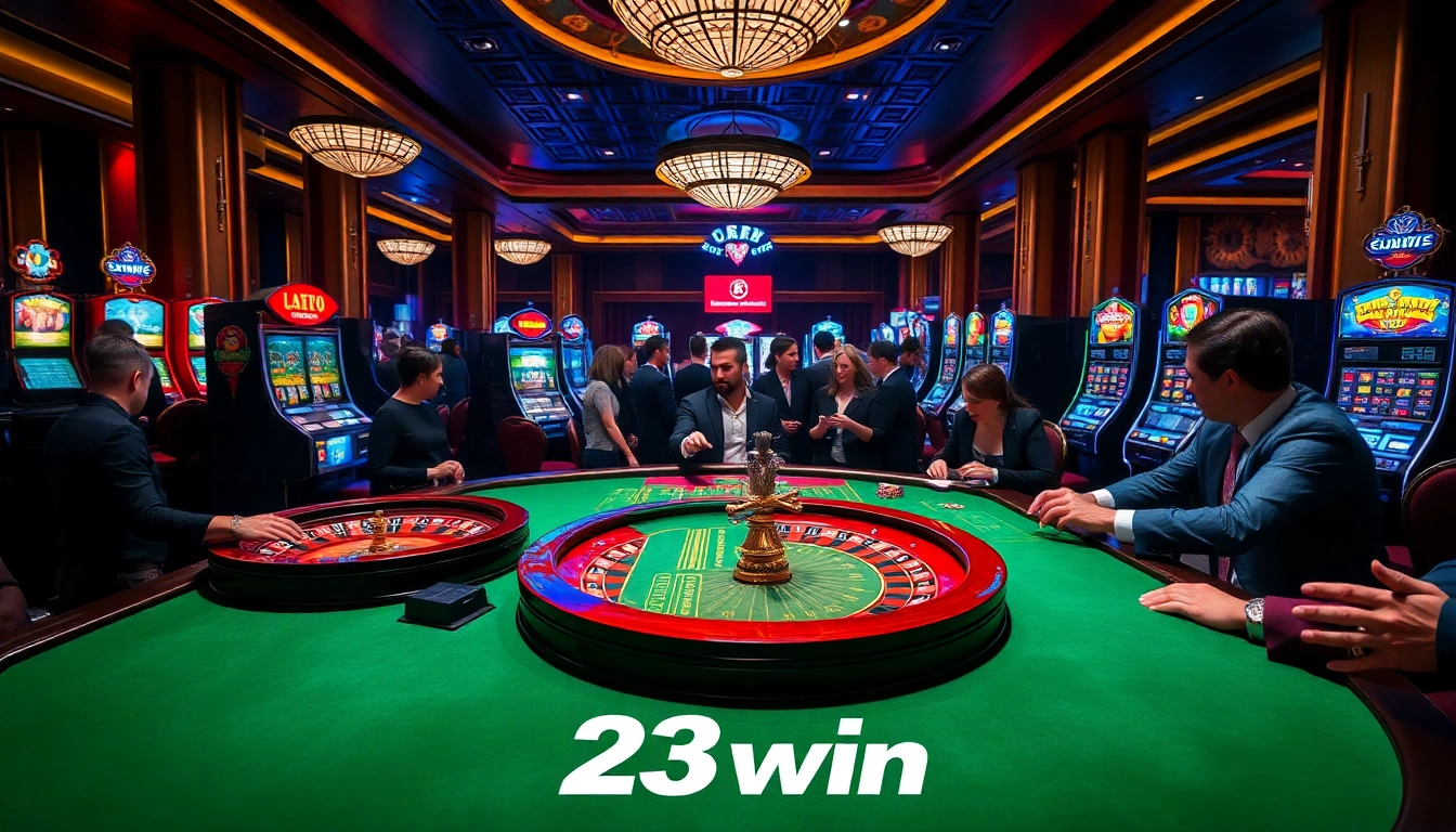 Players enjoying lively games at the 23win casino, highlighting excitement and luxury.