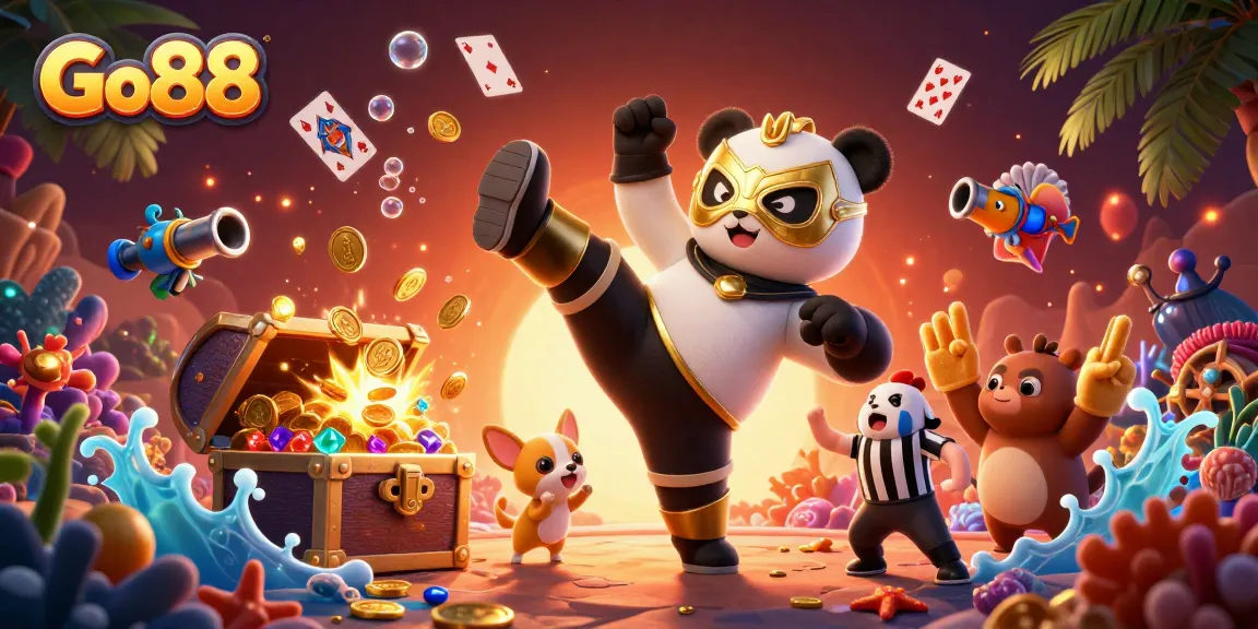 Engage with Go88, an exciting online casino featuring vibrant game elements and dynamic characters.