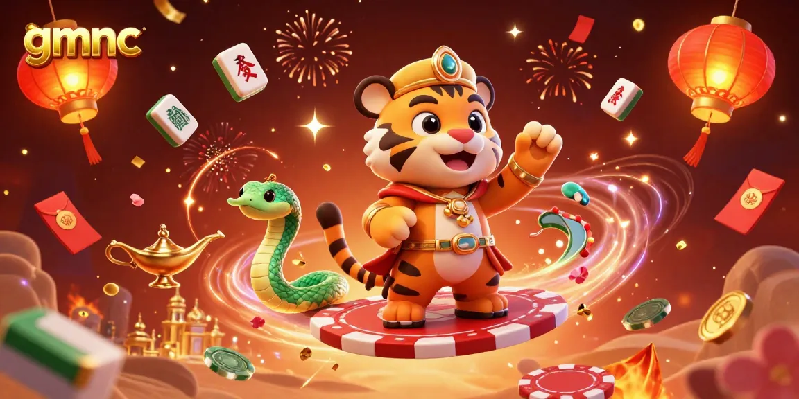 Experience gaming excitement with gmnc, illustrated through vibrant casino-themed elements and characters.