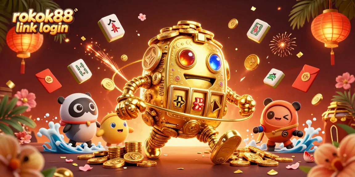 Experience excitement at rokok88 link login with a 3D golem and vibrant casino elements.